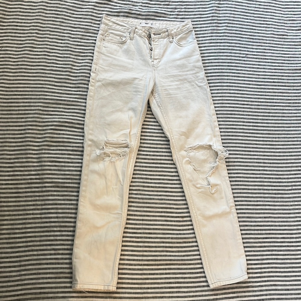 MNG White Distressed Jeans